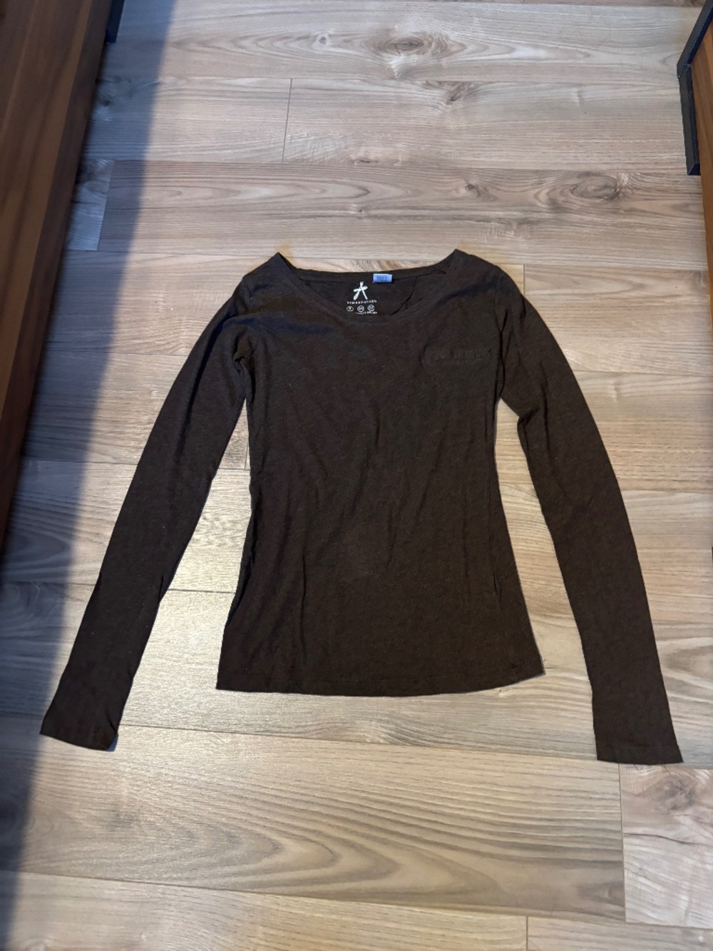 Brown Long Sleeve Fitted Top